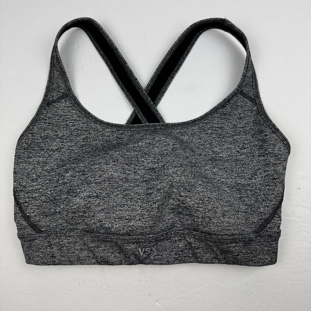 VSX Victoria's Secret The Player Crossback Sports Bra Size Small Gray Poly Blend